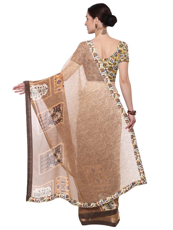 floral printed saree with blouse - 17428989 - Zoom Image - 2