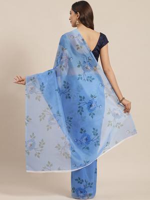 floral printed saree with blouse - 17428999 - Standard Image - 2