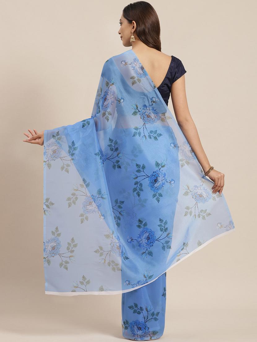 floral printed saree with blouse - 17428999 - Zoom Image - 2