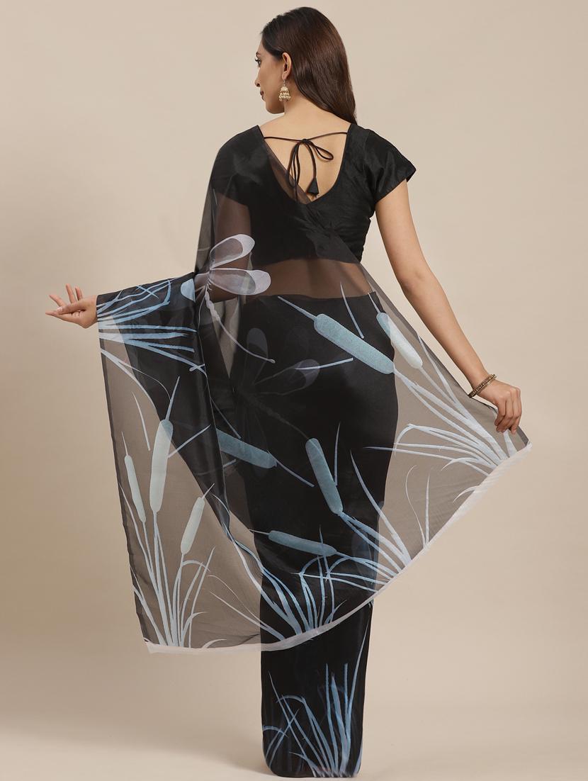 floral printed saree with blouse - 17429000 - Zoom Image - 2