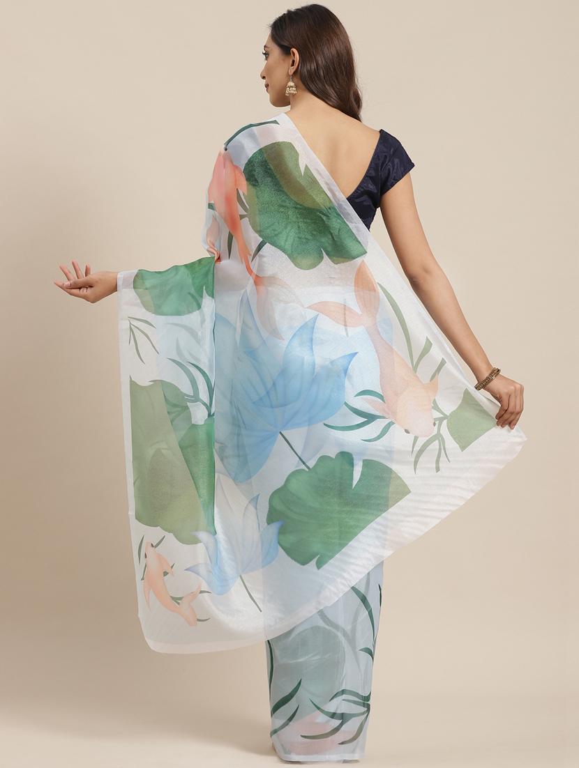 floral printed saree with blouse - 17429001 - Zoom Image - 2