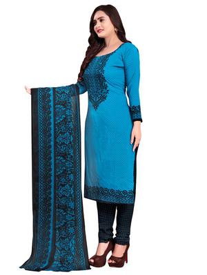 sky blue crepe salwar suit unstitched - 17429108 - Standard Image - 2