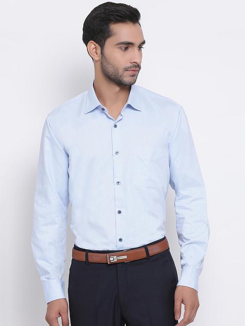 light blue solid formal shirt - 17429202 - Standard Image - 1