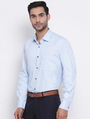 light blue solid formal shirt - 17429202 - Standard Image - 2