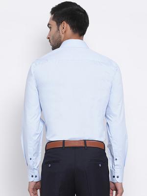 light blue solid formal shirt - 17429202 - Standard Image - 3
