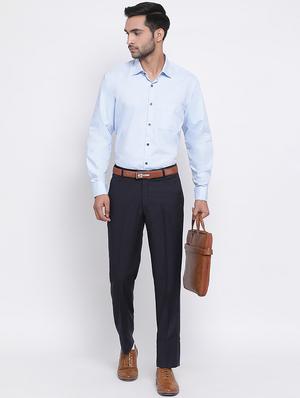 light blue solid formal shirt - 17429202 - Standard Image - 4