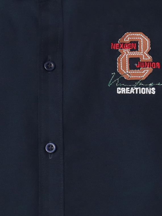 navy blue cotton shirt - 17429388 - Zoom Image - 3