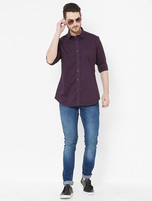 purple solid casual shirt - 17429763 - Standard Image - 4
