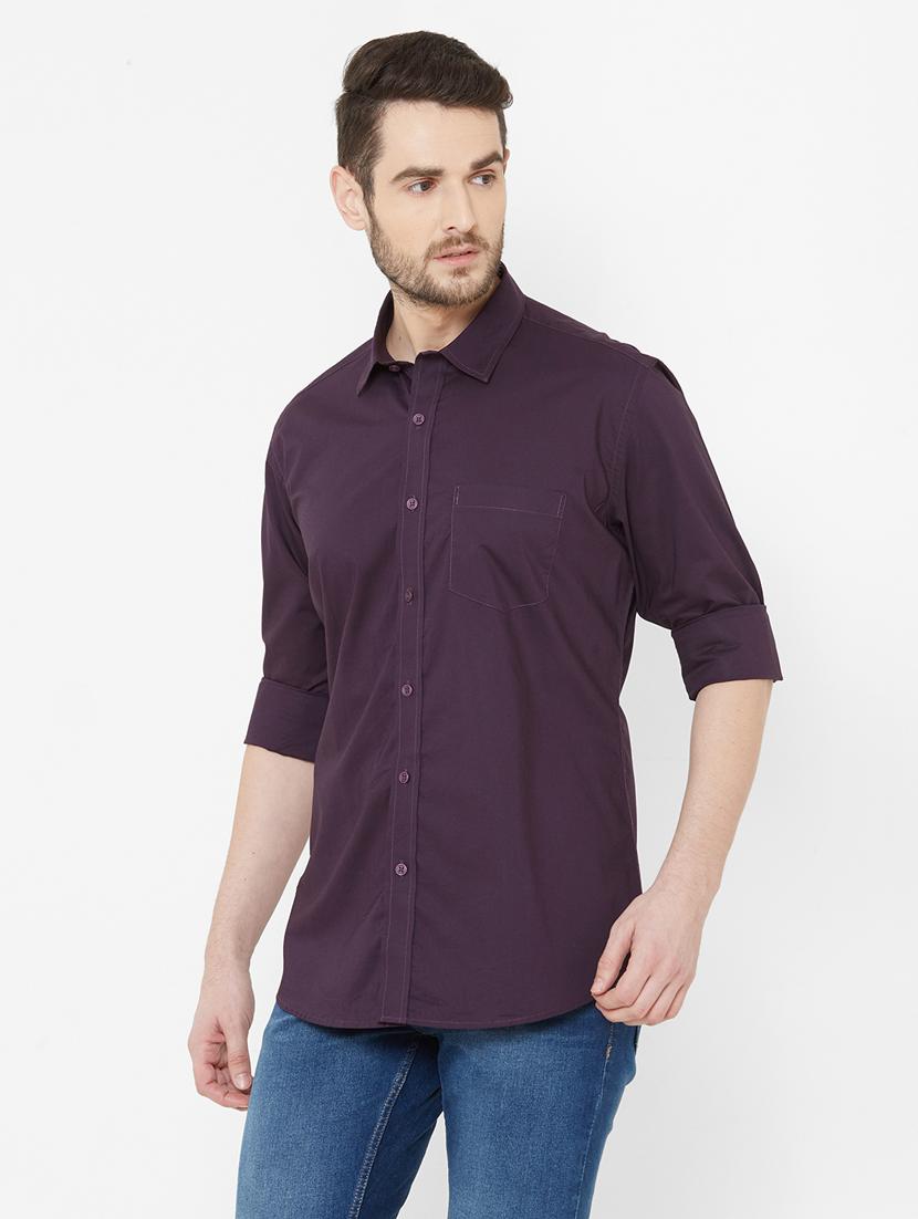 purple solid casual shirt - 17429763 - Zoom Image - 2
