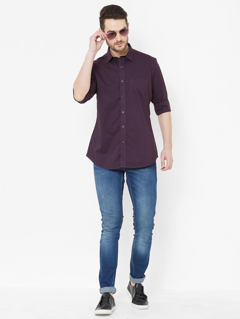 purple solid casual shirt - 17429763 - Zoom Image - 4