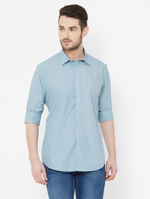 light blue solid casual shirt - 17429764 - Very Small Image - 1
