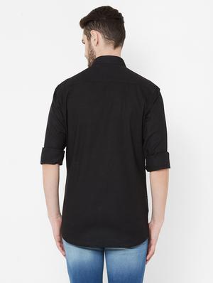 black solid casual shirt - 17429765 - Standard Image - 3