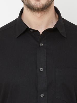 black solid casual shirt - 17429765 - Standard Image - 5