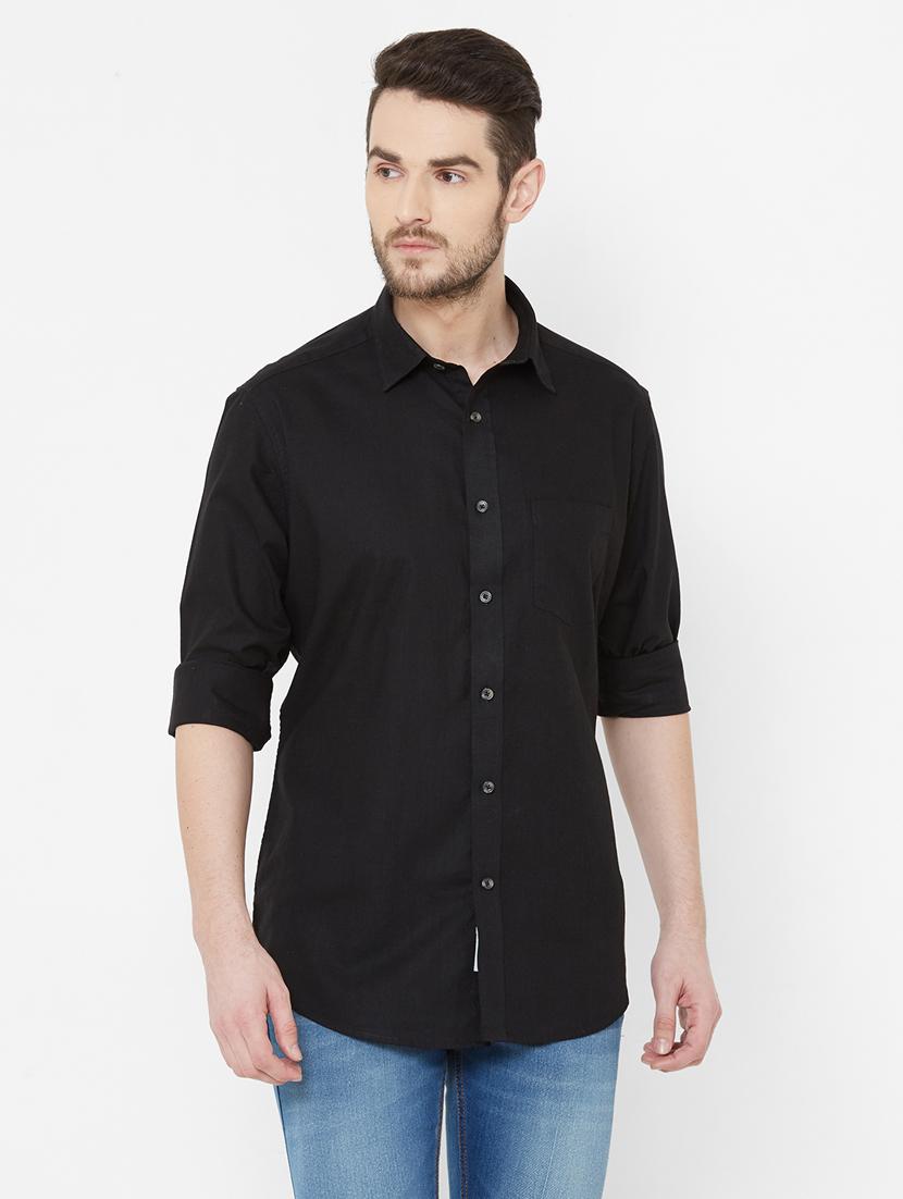 black solid casual shirt - 17429765 - Zoom Image - 1