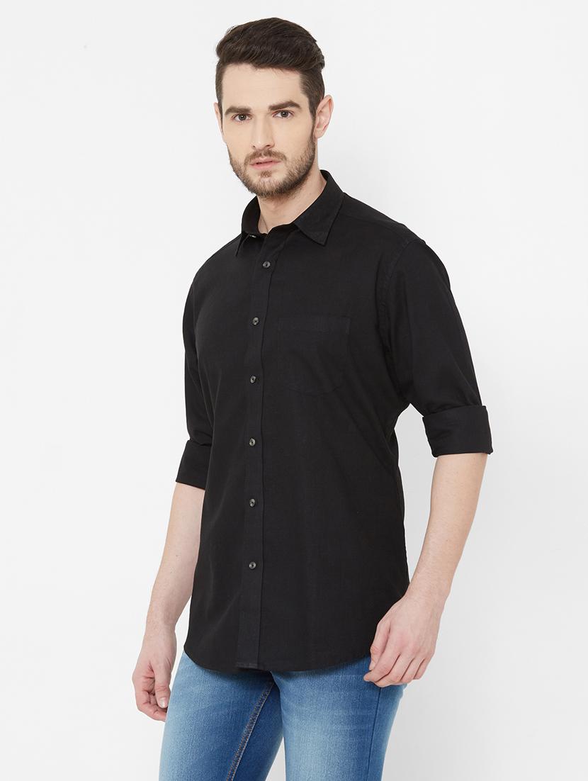 black solid casual shirt - 17429765 - Zoom Image - 2