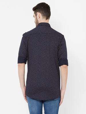 navy blue printed casual shirt - 17429767 - Standard Image - 3