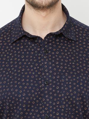 navy blue printed casual shirt - 17429767 - Standard Image - 5