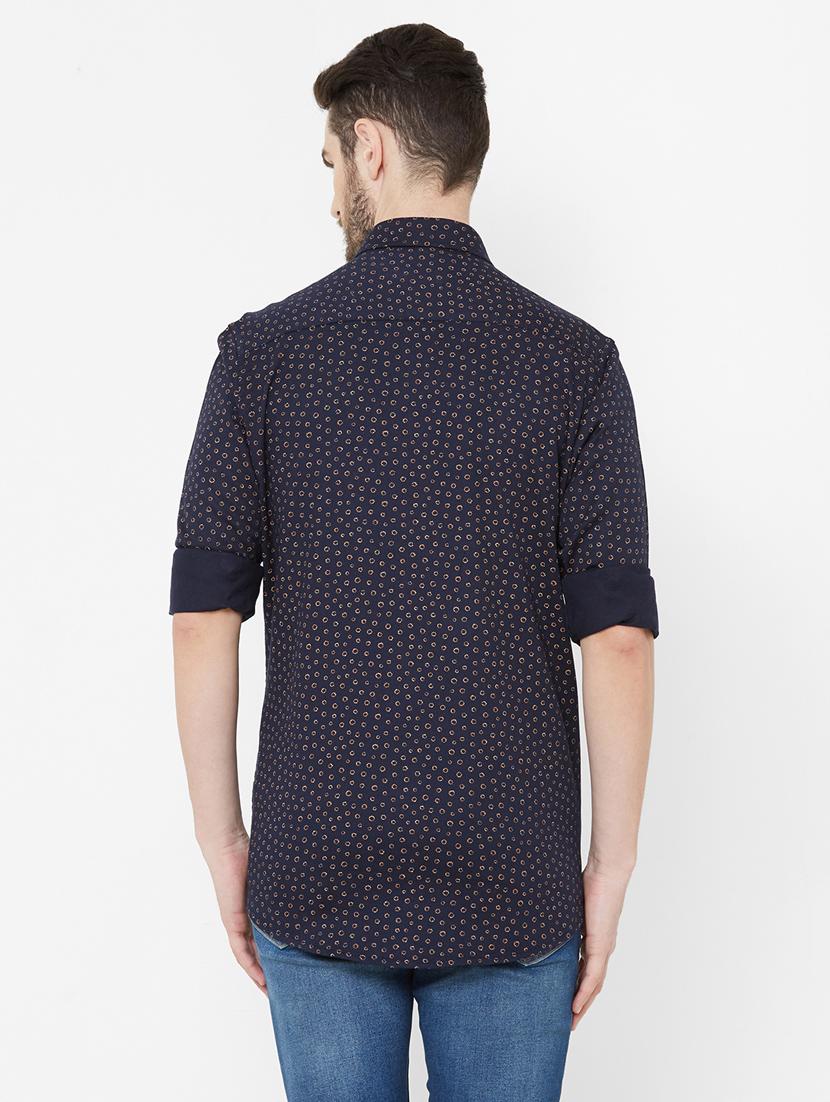 navy blue printed casual shirt - 17429767 - Zoom Image - 3