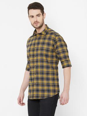mustard checkered casual shirt - 17429771 - Standard Image - 2