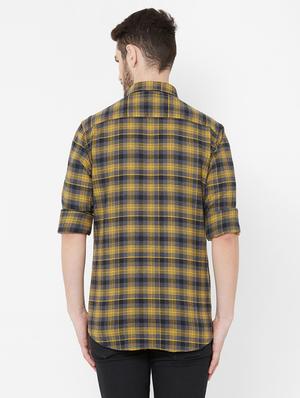mustard checkered casual shirt - 17429771 - Standard Image - 3