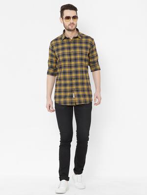 mustard checkered casual shirt - 17429771 - Standard Image - 4