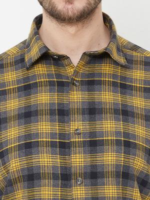 mustard checkered casual shirt - 17429771 - Standard Image - 5