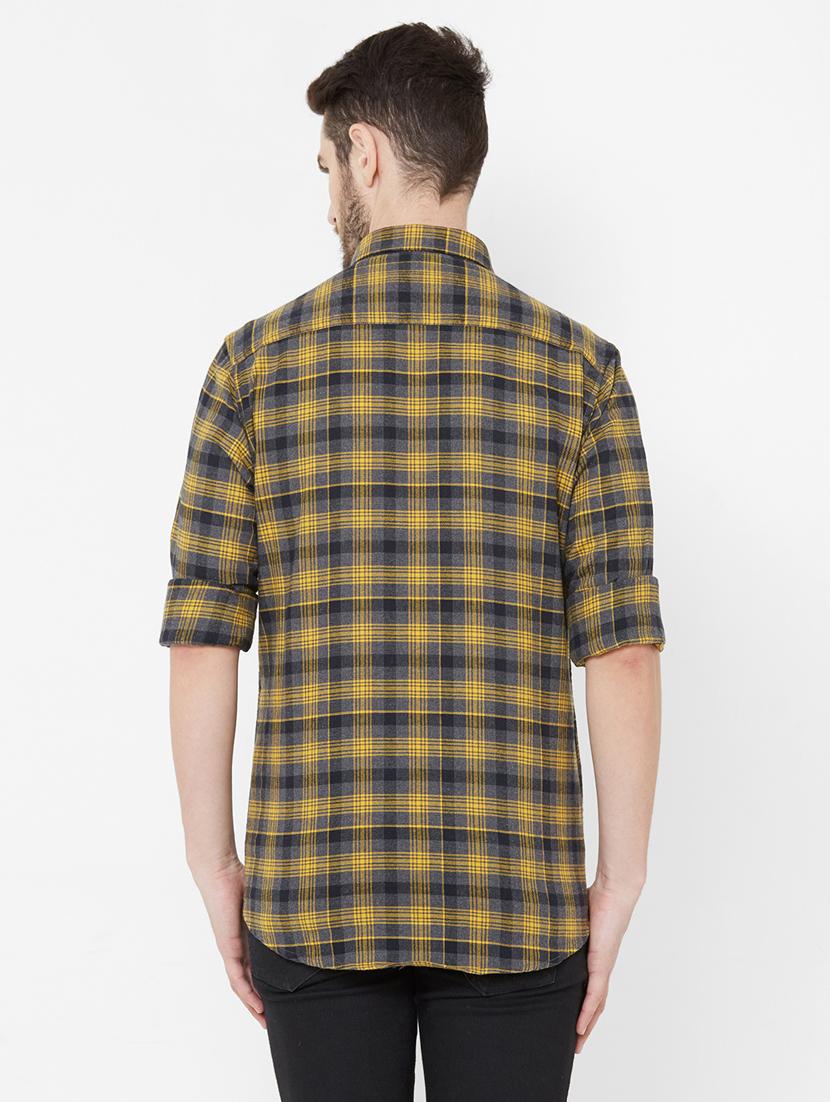 mustard checkered casual shirt - 17429771 - Zoom Image - 3