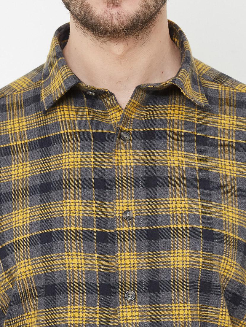 mustard checkered casual shirt - 17429771 - Zoom Image - 5