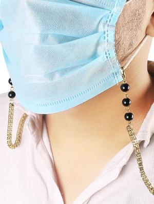 blue non-woven surgical women mask with chain - 17430127 - Standard Image - 2