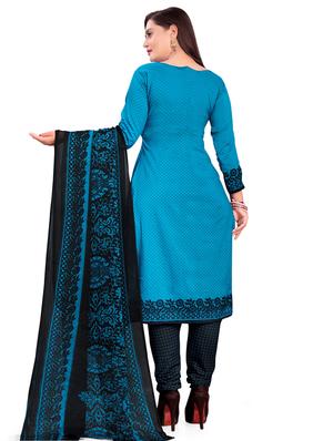 sky blue crepe salwar suit unstitched - 17430140 - Standard Image - 2