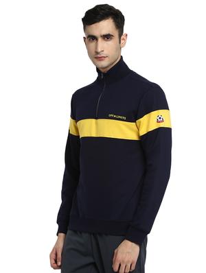 navy blue color block cut & sew sweatshirt - 17430157 - Standard Image - 2