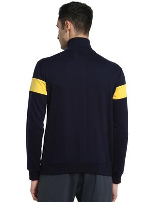 navy blue color block cut & sew sweatshirt - 17430157 - Standard Image - 3