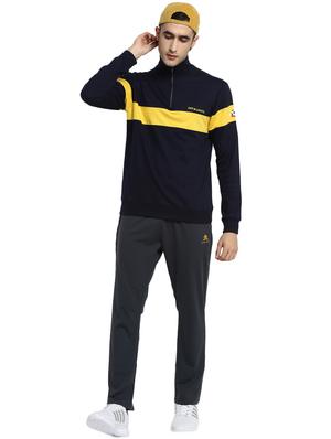 navy blue color block cut & sew sweatshirt - 17430157 - Standard Image - 4