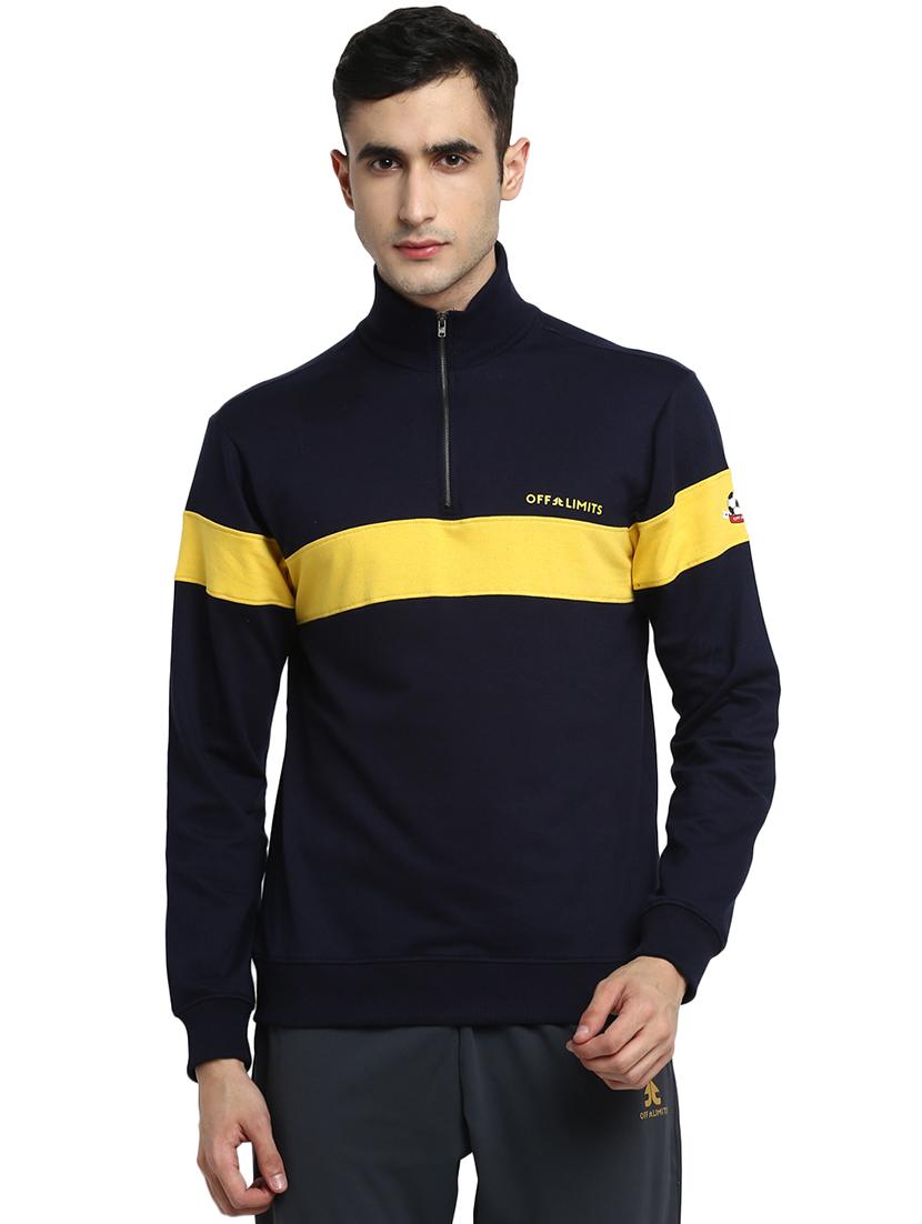 navy blue color block cut & sew sweatshirt - 17430157 - Zoom Image - 1