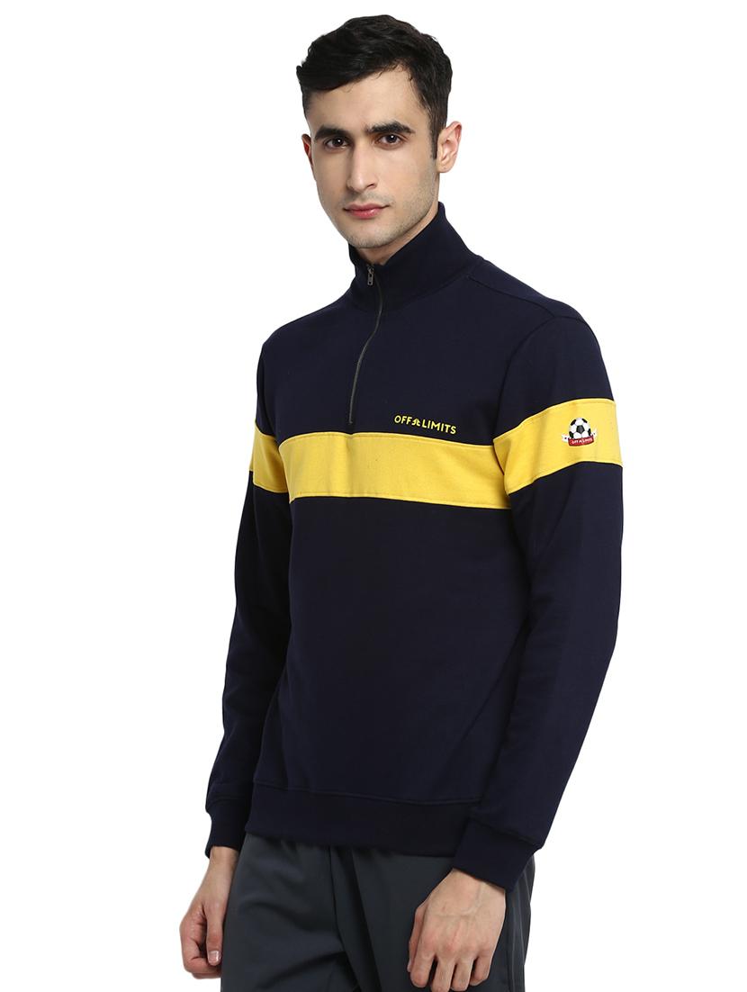 navy blue color block cut & sew sweatshirt - 17430157 - Zoom Image - 2