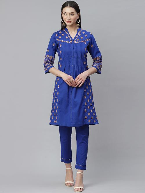 chikankari kurta pant set - 17430478 - Standard Image - 1