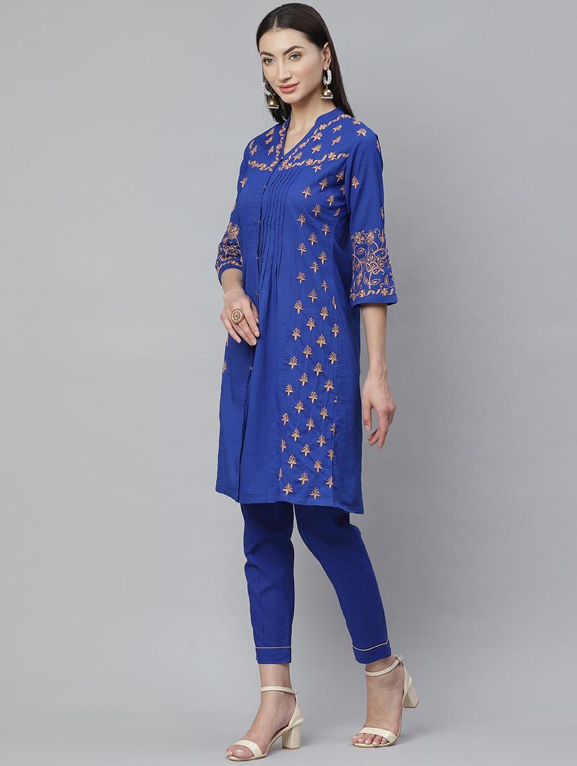 chikankari kurta pant set - 17430478 - Zoom Image - 2