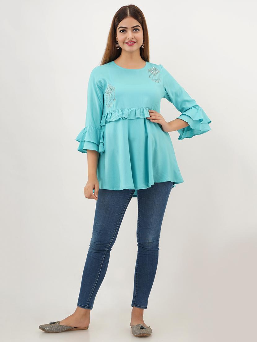 bell sleeved embellished top - 17431370 - Zoom Image - 3