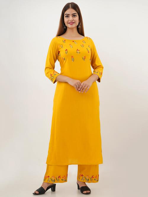 embroidered kurta palazzo set - 17431378 - Standard Image - 1