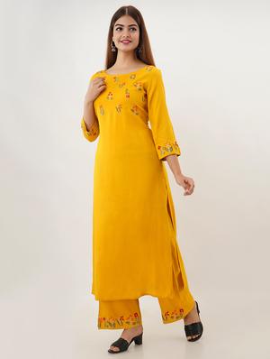 embroidered kurta palazzo set - 17431378 - Standard Image - 2