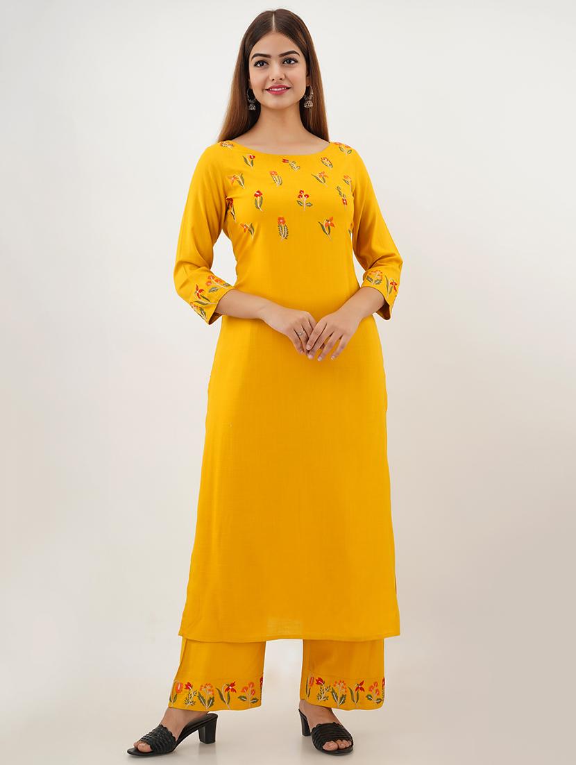 embroidered kurta palazzo set - 17431378 - Zoom Image - 1