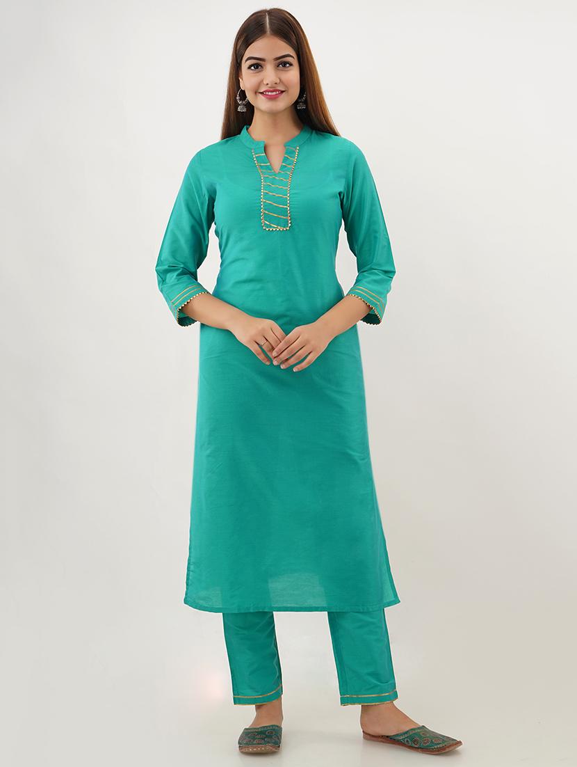 solid kurta pant set - 17431394 - Zoom Image - 1