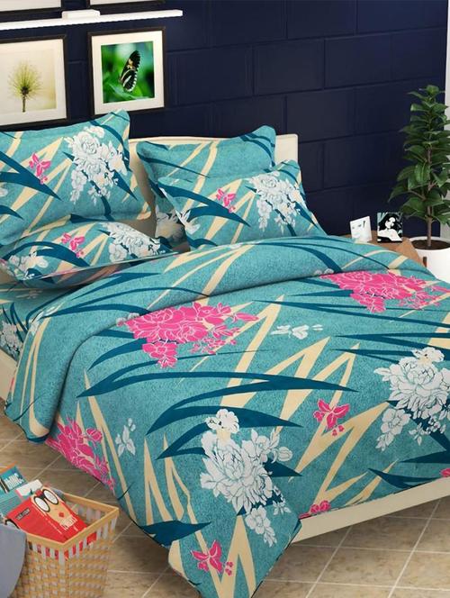 polycotton double bedsheet with 2 pillow covers - 17431502 - Very Small Image - 1