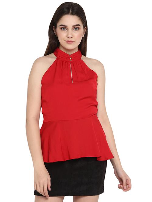 halter neck solid top - 17431681 - Standard Image - 1