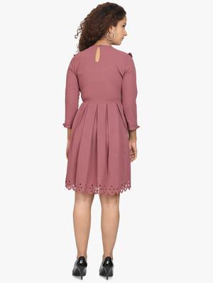 round neck pleated flared dress - 17431776 - Standard Image - 3