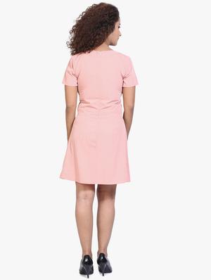 tie front solid a-line dress - 17431777 - Standard Image - 3