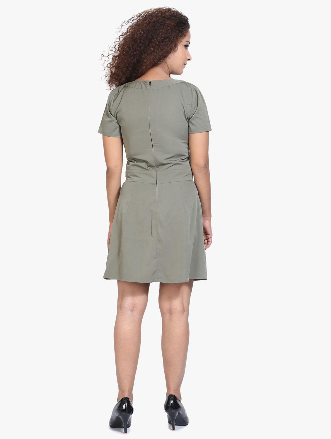 tie front solid a-line dress - 17431779 - Zoom Image - 3
