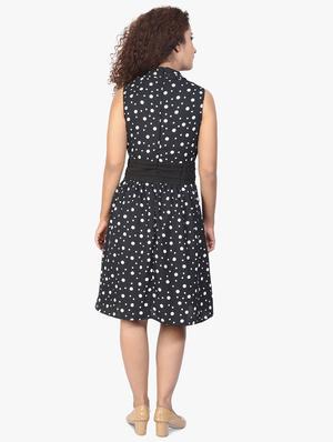 mock neck polka dot flared dress - 17431785 - Standard Image - 3