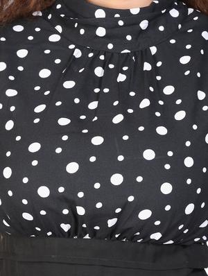 mock neck polka dot flared dress - 17431785 - Standard Image - 4