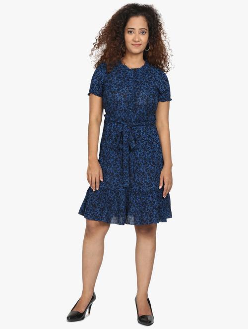 tie front printed a-line dress - 17431786 - Standard Image - 1